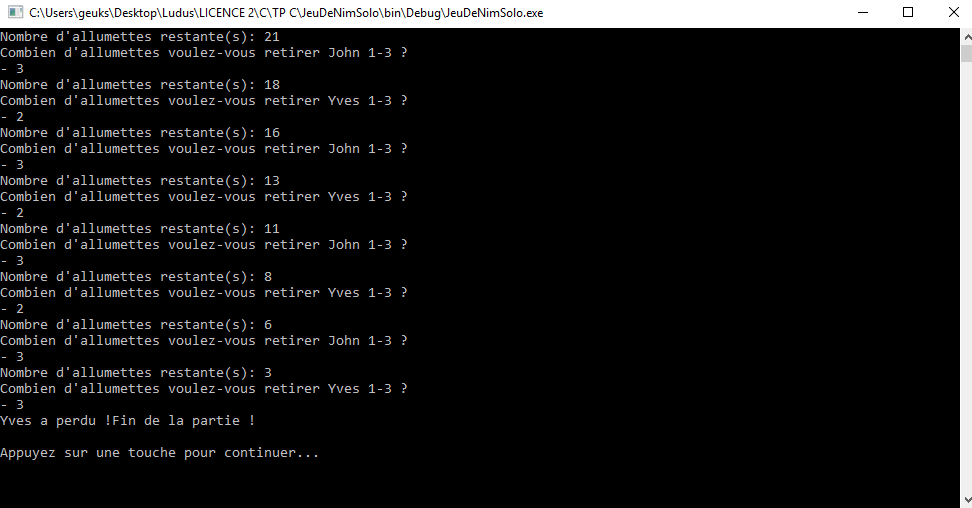 Jeu du Nim screenshot 2